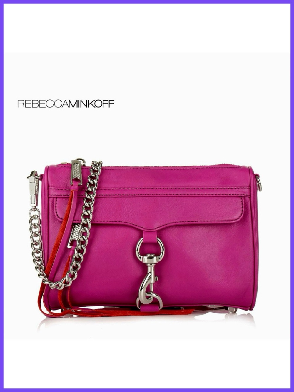 Rebecca Minkoff Mini MAC Genuine Leather Pink Crossbody Chain Bag